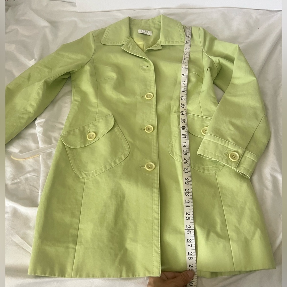Ann Taylor loft pea coat green lime water resistant material petite - Picture 8 of 12